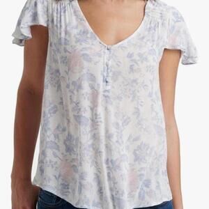 Lucky Brand Flutter Sleeve V-Neck Top – Size 2X